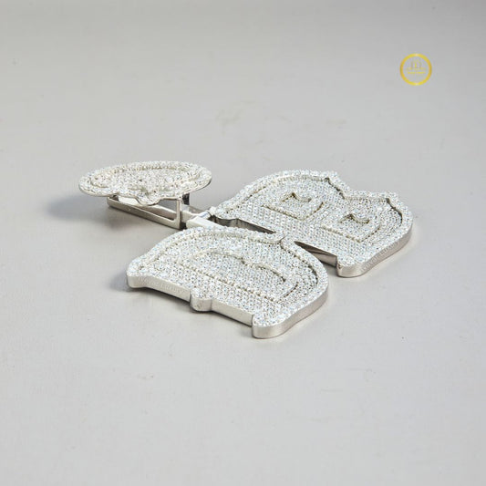 Custom Iced Out Moissanite DB Letters Pendant With Star Bail - view 3