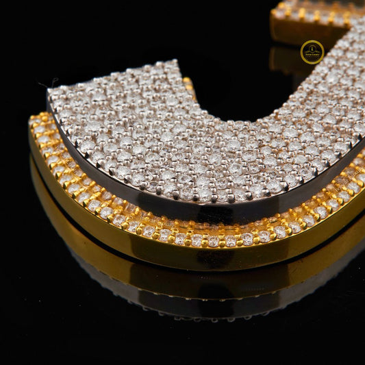 Custom Moissanite Iced Out Letter J Pendant Two Tone Hip Hop Jewelry - view 2