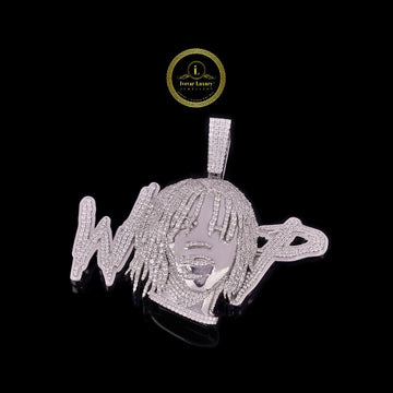 Custom Wop Portrait Moissanite Diamond Iced Out Pendant In White Gold Sterling Silver By Ivevar
