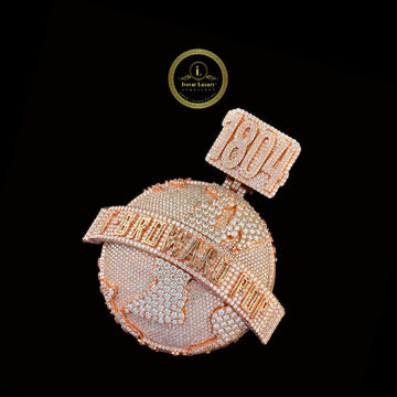 Custom 1804 Globe Moissanite Diamond Iced Out Haiti Map Pendant In Rose Gold By Ivevar