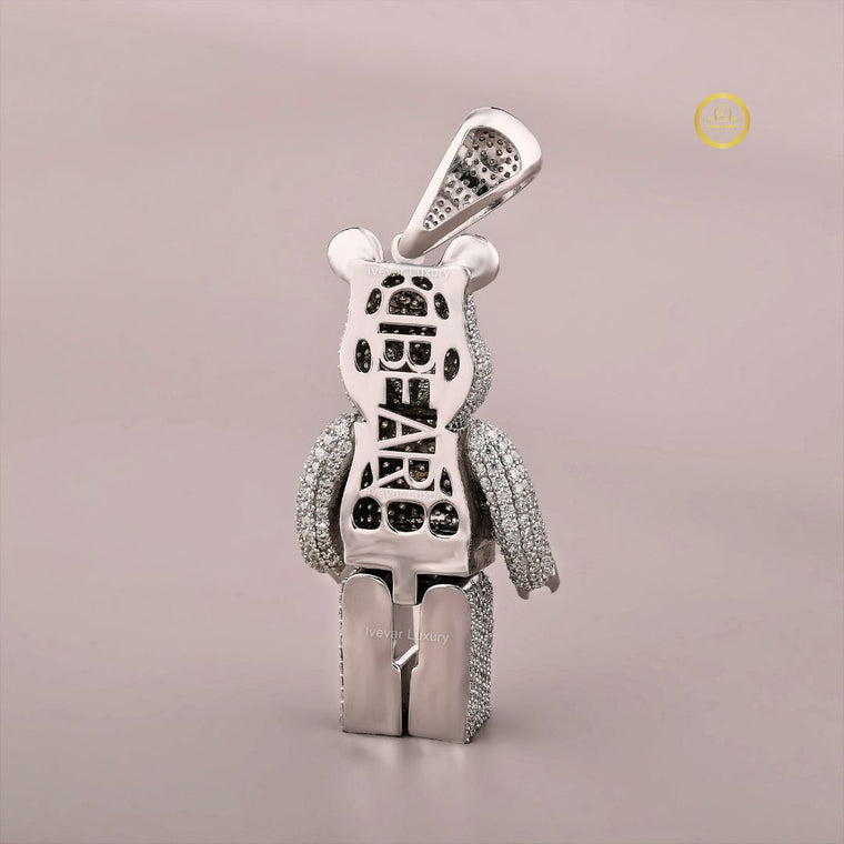 Iced Out Custom Lab Diamond Bearbrick Toy Figure Hip Hop Pendant - view 2