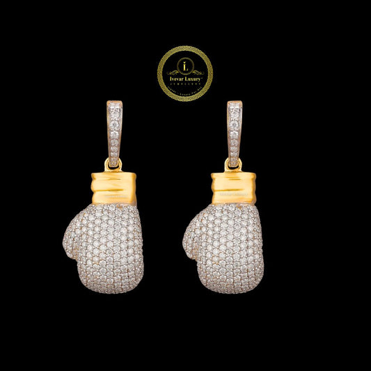 Custom Moissanite Diamond Boxing Gloves Pendant 925 silver by Ivevar