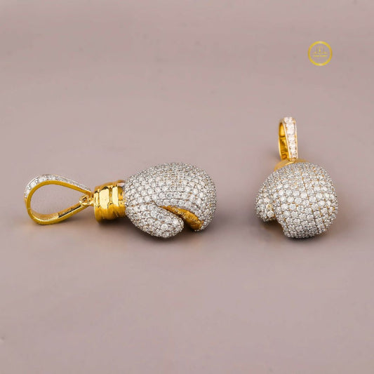 Custom Boxing Glove Moissanite Iced-Out 3D Fighter Pendant - view 3