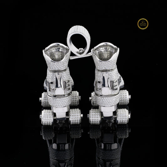 Iced-Out Custom Moissanite Roller Skates Hip Hop Pendant Charm - view 3