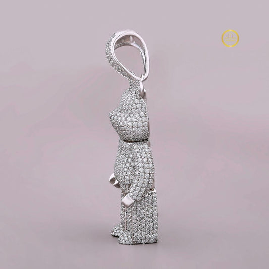 Iced Out Custom Moissanite Bearbrick Toy Figure Hip Hop Pendant - view 2
