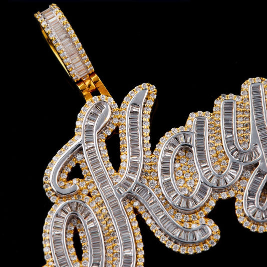 Custom Baguette Moissanite Kay Name Pendant Two Tone Hip Hop Jewelry - view 3