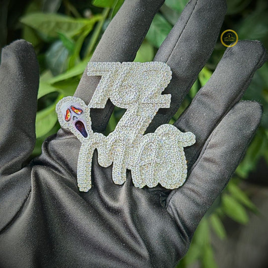 Custom Script Lab Grown Diamond Pendant with Enamel Face - view 2