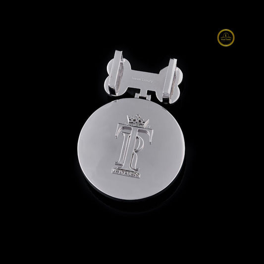 Custom TNE Two Tone Moissanite Medallion Pendant, Dog Bone Bail - view 3