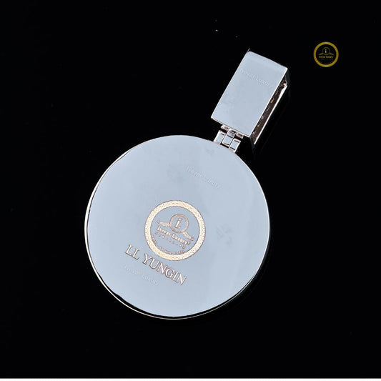 Custom RIP Grandpa Photo Memorial Medallion Lab Diamond Pendant - view 4