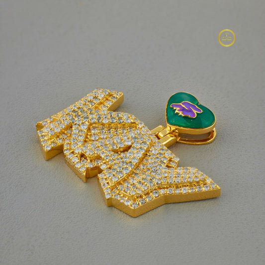 The Electric Heart Custom KAY Sharp Script Moissanite Green Enamel Pendant - view 3