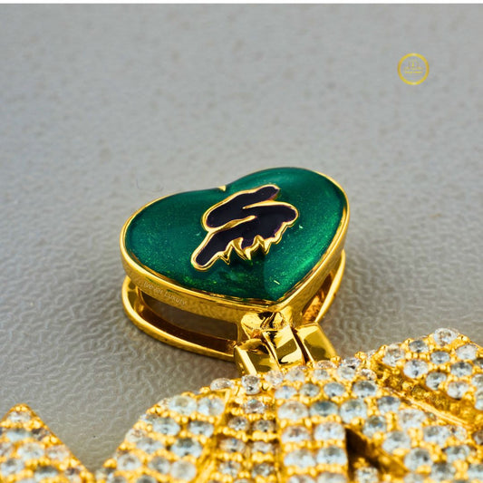 The Electric Heart Custom KAY Sharp Script Lab Diamond Green Enamel Pendant - view 3