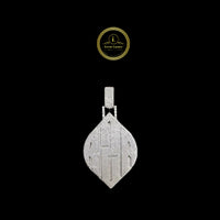 Custom Leaf Shield Moissanite Diamond Iced Out Initial Pendant in White Gold Silver By Ivevar