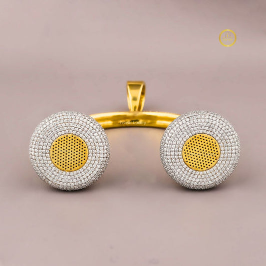 Iced-Out Two Tone Custom Moissanite Headphones Music Charm Pendant - view 2