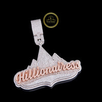 Custom Iced Out Hillionairess mountain themed pendant featuring Lab Grown Diamonds in a two tone rose and white gold By Ivevar