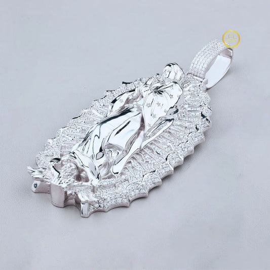 Custom Lady of Guadalupe Pendant with Moissanite - view 3