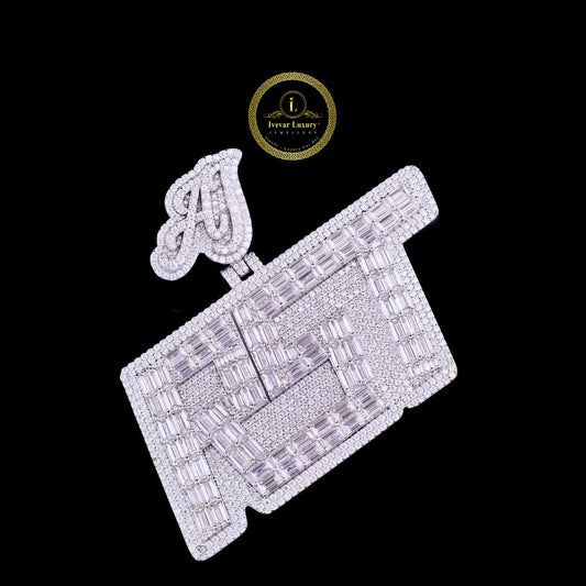 Fully Iced Out Moissanite Pendant - Round & Baguette Diamond Jewelry by Ivevar