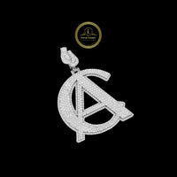 Signature Custom Interlocking Monogram Moissanite Diamond Iced Out 3D Initial Pendant By Ivevar
