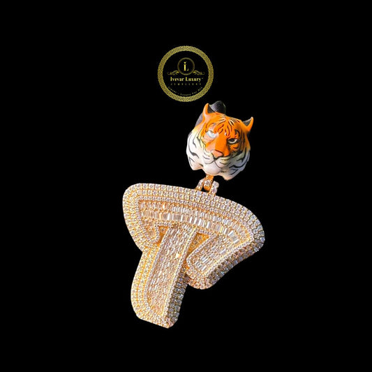 Moissanite Diamond Tiger Head Pendant Necklace by Ivevar