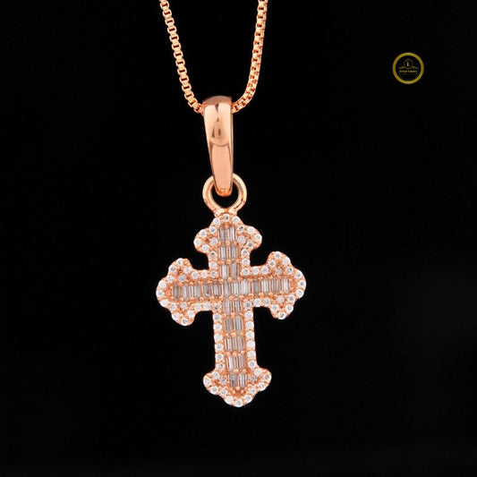 Baguette Lab Diamond Cross Pendant Iced-Out Hip Hop Jewelry - view 3