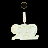 Custom 922 Iced Out Numeric Pendant Featuring Baguette and Round Lab Grown Diamonds in White Gold Silver By Ivevar