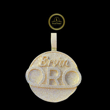 Custom From ERVIN ORO Moissanite Diamond Iced Out 3D Medallion Pendant Yellow Gold Silver By Ivevar