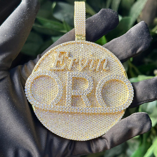 Custom From ERVIN ORO Moissanite Iced-Out 3D Medallion Pendant - view 3