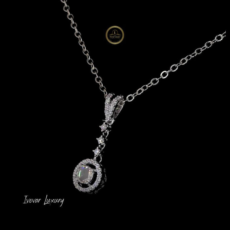 14K Gold Chain Featuring Natural Rose Cut Diamond Halo Pendant - view 2