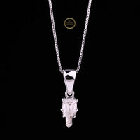 Antique Custom Cut Lab Grown Diamond Pendant With Tapered Bail Box Chain