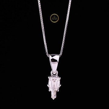 Antique Custom Cut Lab Grown Diamond Pendant With Tapered Bail Box Chain