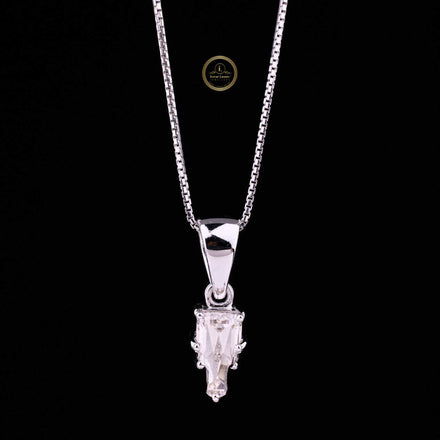 Antique Custom Cut Moissanite Pendant With Tapered Bail Box Chain