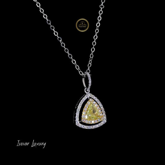14K Yellow Gold Trillion Diamond Halo Pendant - view 3