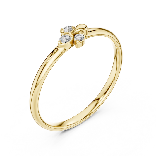 Minimalist Floral Round Cut Moissanite Cluster Ring - view 4