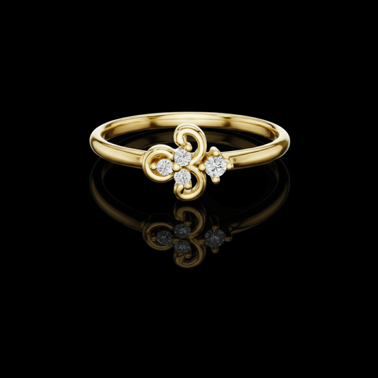 0.042 TCW Exquisite Floral Moissanite Round Cut Diamond Ring Dainty Luxury Jewelry