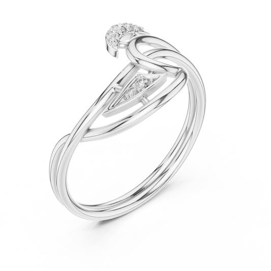 Round Cut Lab Diamond Abstract Bypass Open Minimal Ring - view 4