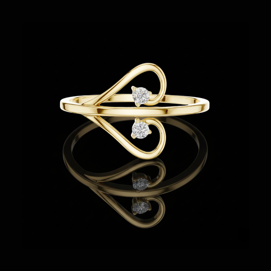 0.05 TCW Elegant Dual Swirl Ring with Twin Round Moissanite Diamonds Delicate Minimalist Jewelry