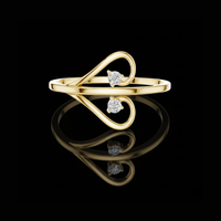 0.15 TCW Elegant Dual Swirl Ring with Twin Round Moissanite Diamonds Delicate Minimalist Jewelry