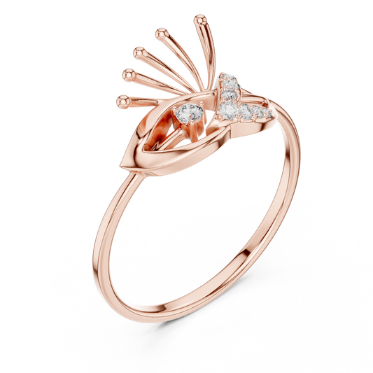 Floral Swirl Round Cut Moissanite Engagement Ring - view 3