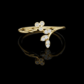 0.15 TCW Floral-Inspired Leaf Ring in Lab Grown Diamonds Nature Jewelry Masterpiece