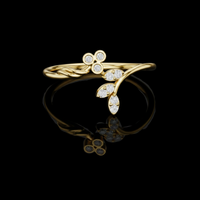 0.15 TCW Floral-Inspired Leaf Ring in Moissanite Diamonds Nature Jewelry Masterpiece