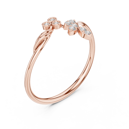 Nature Leaf Motif Moissanite Minimal Ring - view 3