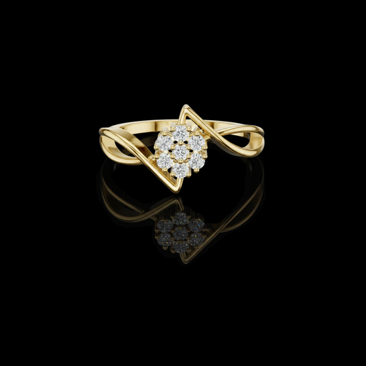 0.70 TCW Infinity Bloom Moissanite Diamond Cluster Ring with Twisted Open Band Design