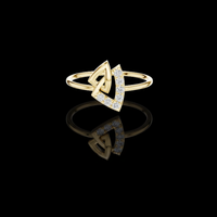 0.20 TCW Modern Luxury Open Moissanite Ring with Interlocking Geometric Shapes and Pave Diamonds