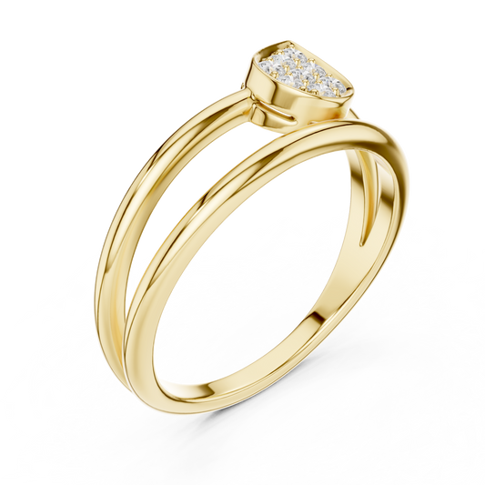 Pear Shape Round Cut Lab Grown Diamond Pave Double Band Ring - view 4