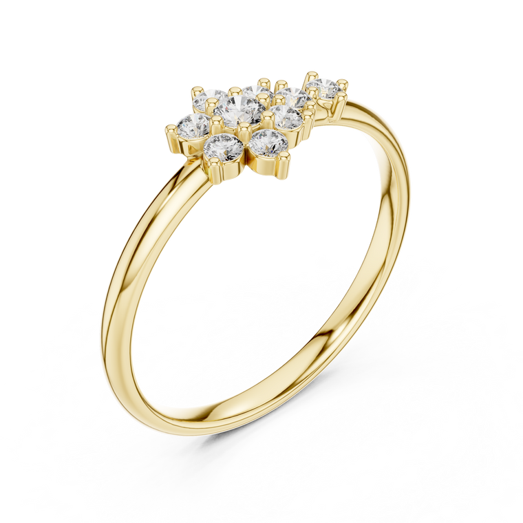 Round Lab Diamond Brilliant Floral Cluster Ring - view 2