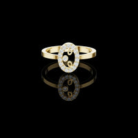 0.18 TCW Elegant Moissanite Round Cut with Open Halo Design Modern Statement Band