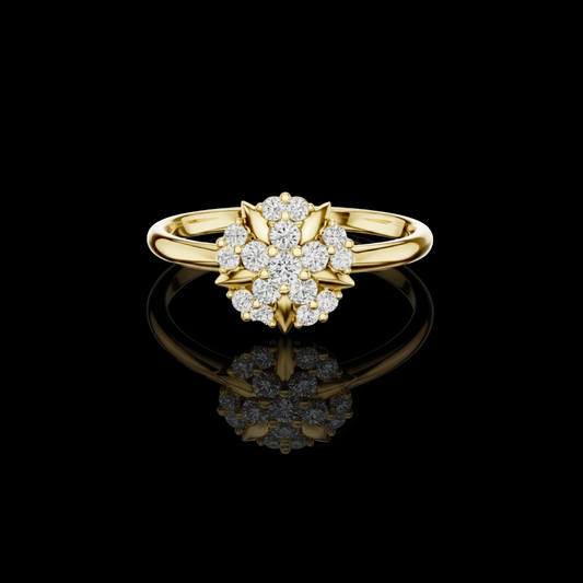 0.18 TCW Luxurious Ring with an Intricate Multi Layered Floral Lab Grown Diamond Design
