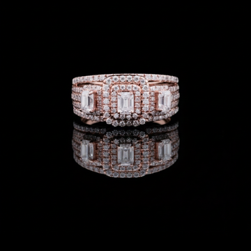 1.50 CT Elegant Triple Emerald Cut Halo Lab Grown Diamond Ring With Luxury Multi Row Band