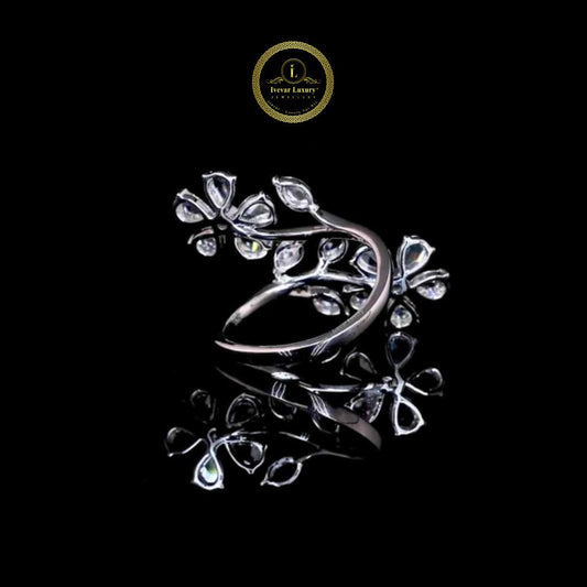 Nature Inspired Mix Cut Moissanite Engagement Ring - view 3