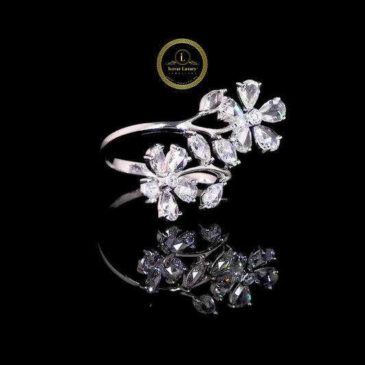 Nature Inspired Mix Cut Moissanite Engagement Ring - view 2