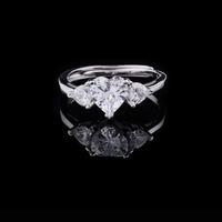 2.00 CT Engraved Elegant Silver Three Stone Heart Cut Moissanite Diamond Ring For Loved One